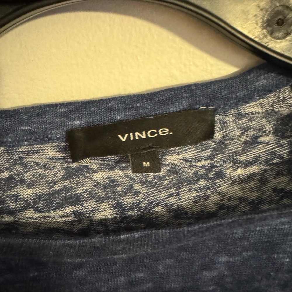 Navy and white striped Vince linen top. - Picture 2 of 4
